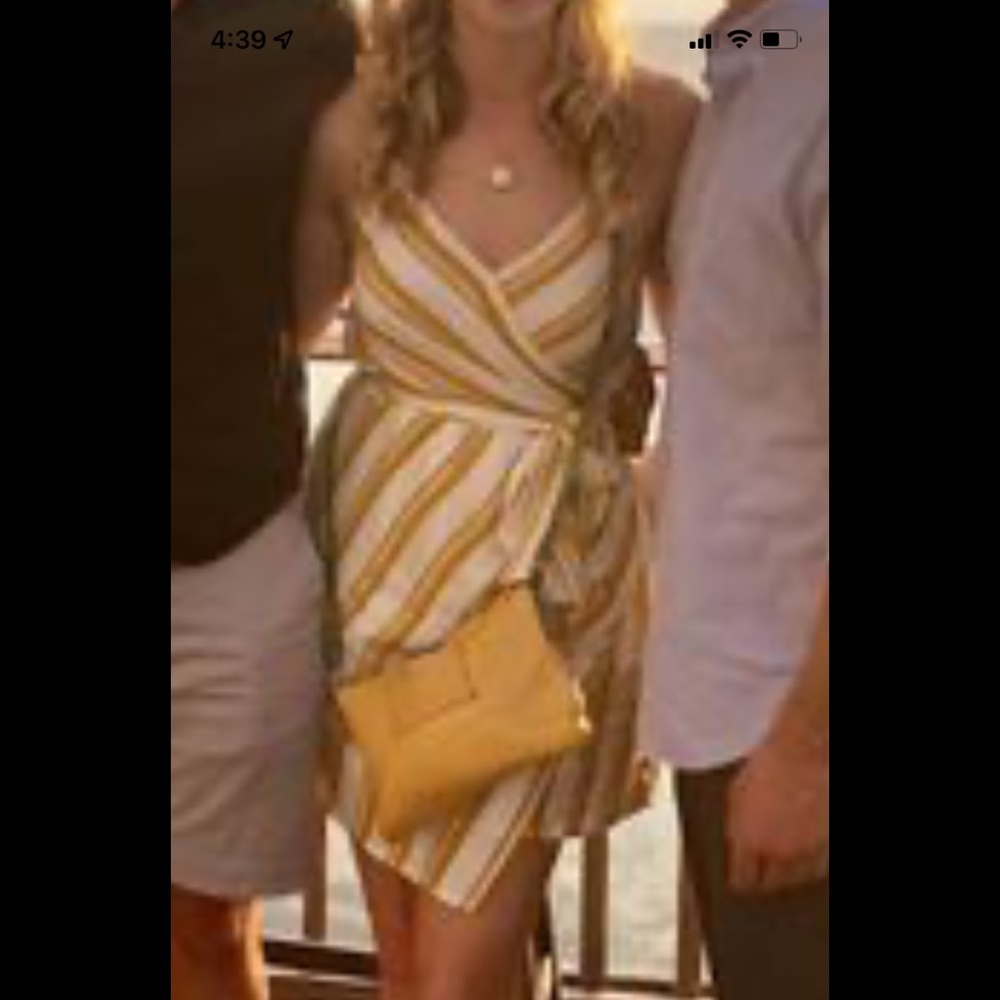 Yellow faux wrap dress